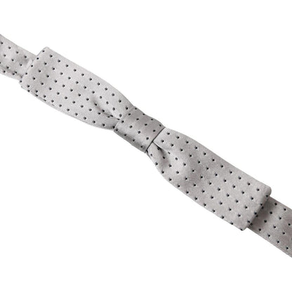 Dolce & Gabbana Gray Dotted Silk Adjustable Men Neck Papillon Bow Tie