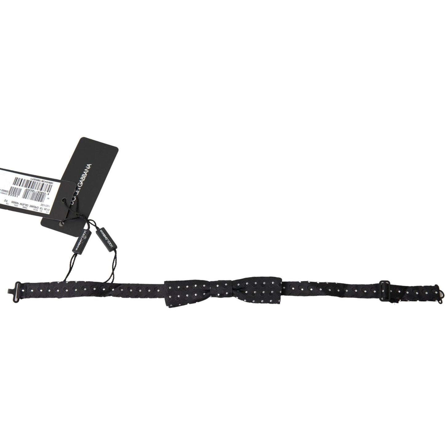 Dolce & Gabbana Black Polka Dot Silk Adjustable Men Neck Papillon Bow Tie