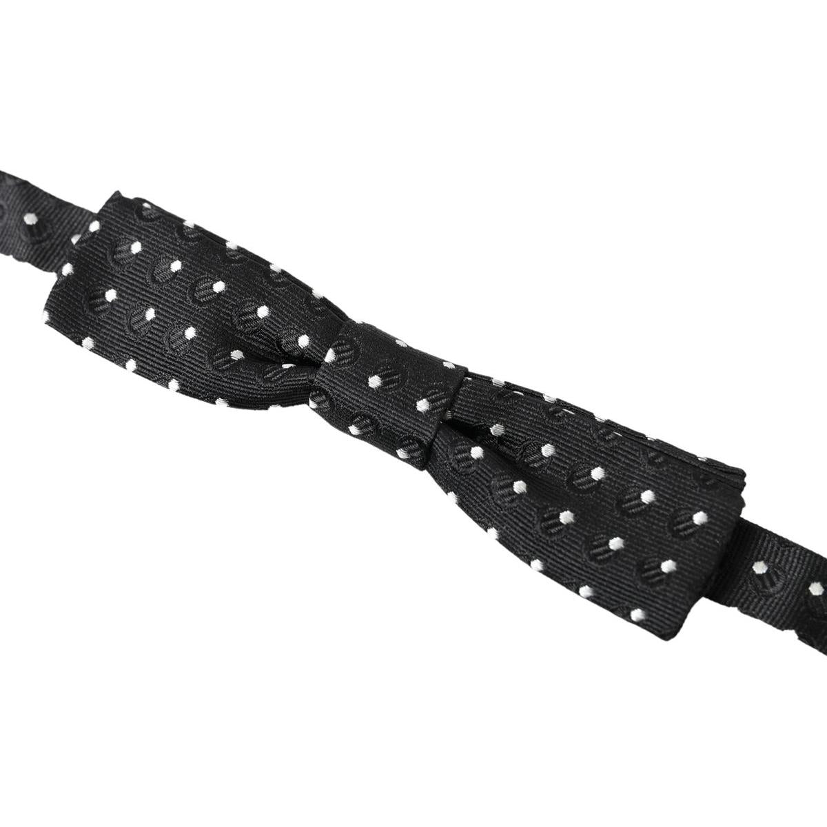 Dolce & Gabbana Black Polka Dot Silk Adjustable Men Neck Papillon Bow Tie