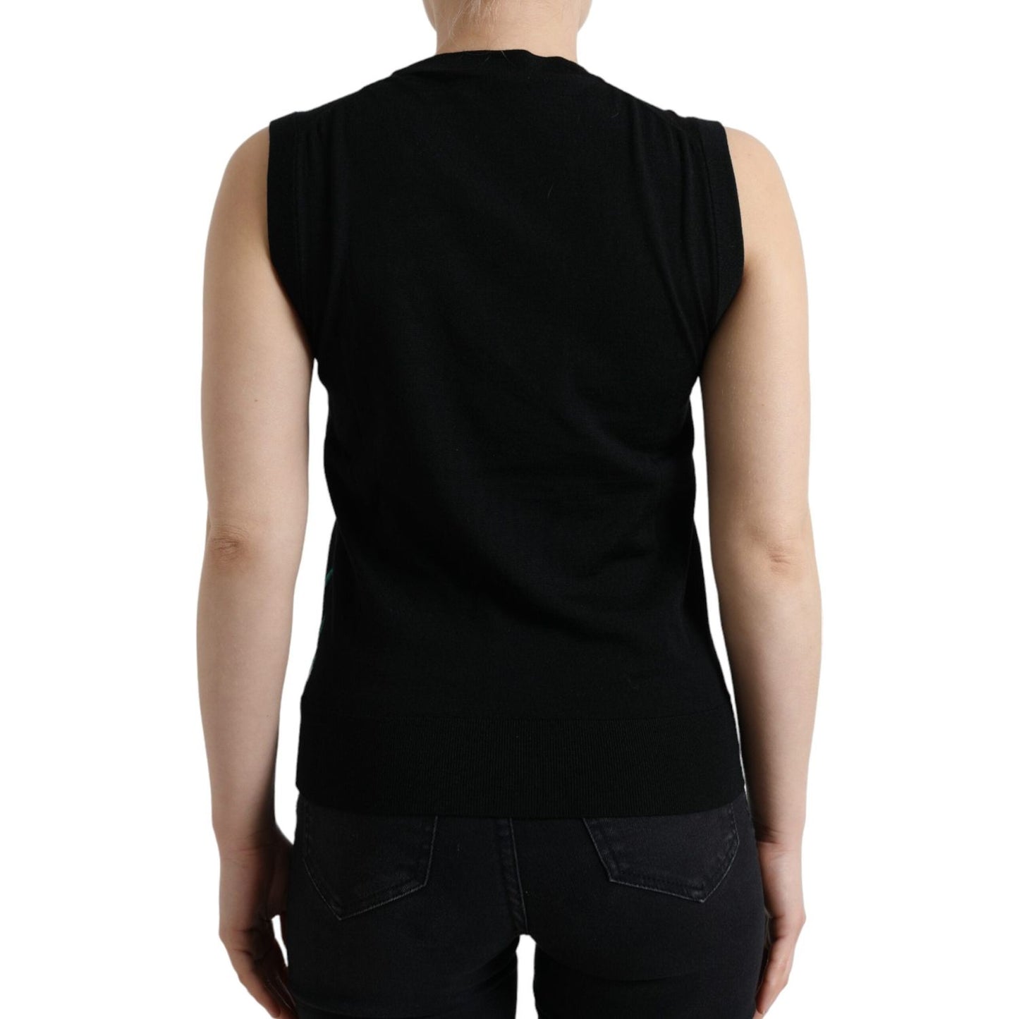 Dolce & Gabbana Black Bird Wool Knit Sleeveless Tank T-shirt