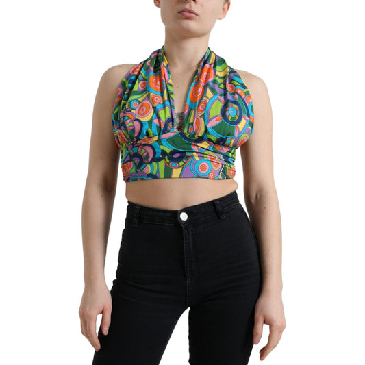 Dolce & Gabbana Multicolor Halter Sleeveless Cropped Tank Top