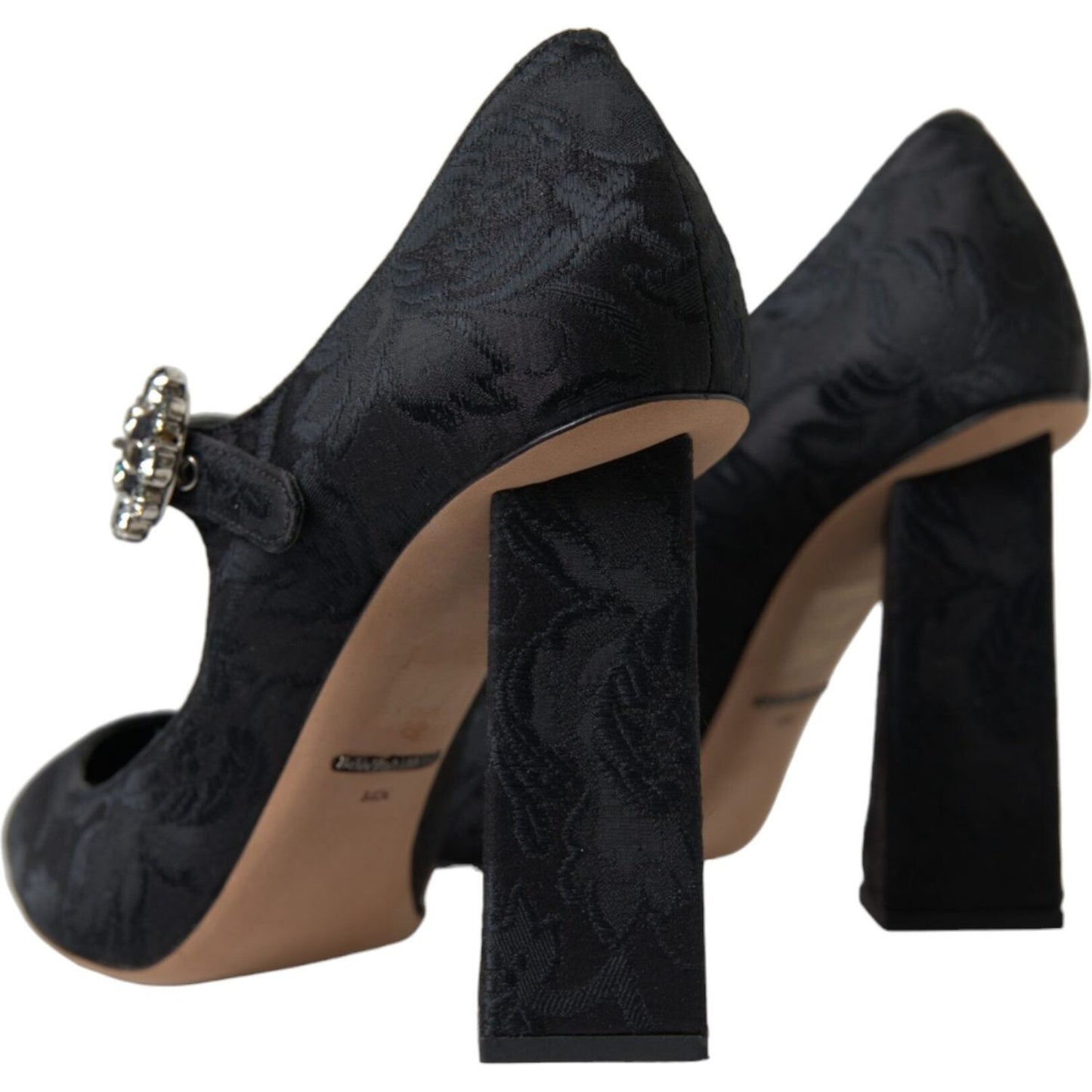 Dolce & Gabbana Black Brocade Mary Janes Heels Pumps Shoes