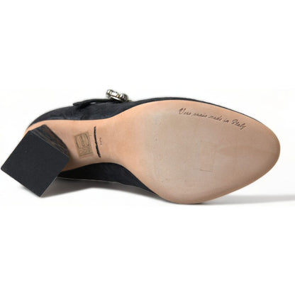 Dolce & Gabbana Black Brocade Mary Janes Heels Pumps Shoes