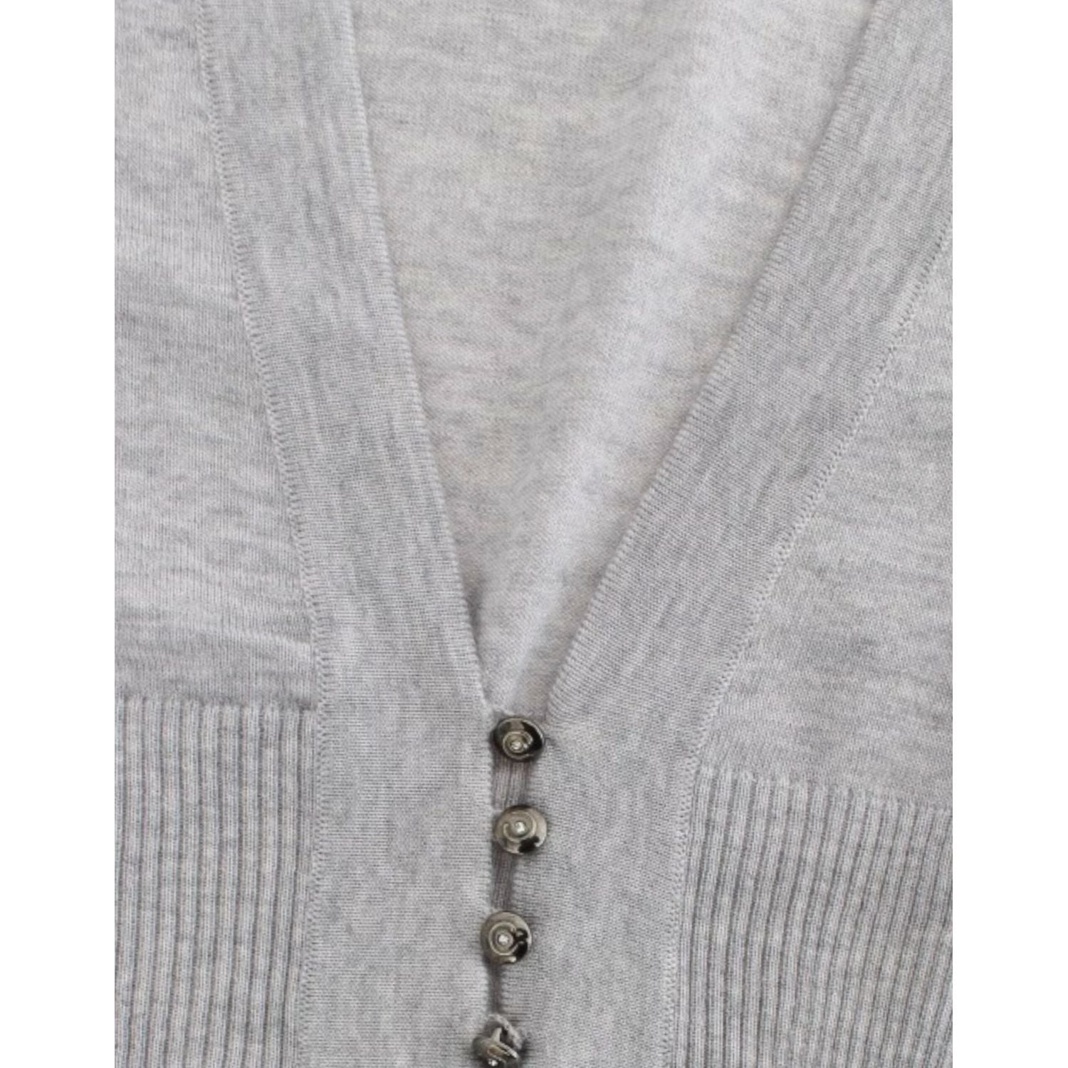 Cavalli Gray cropped wool cardigan