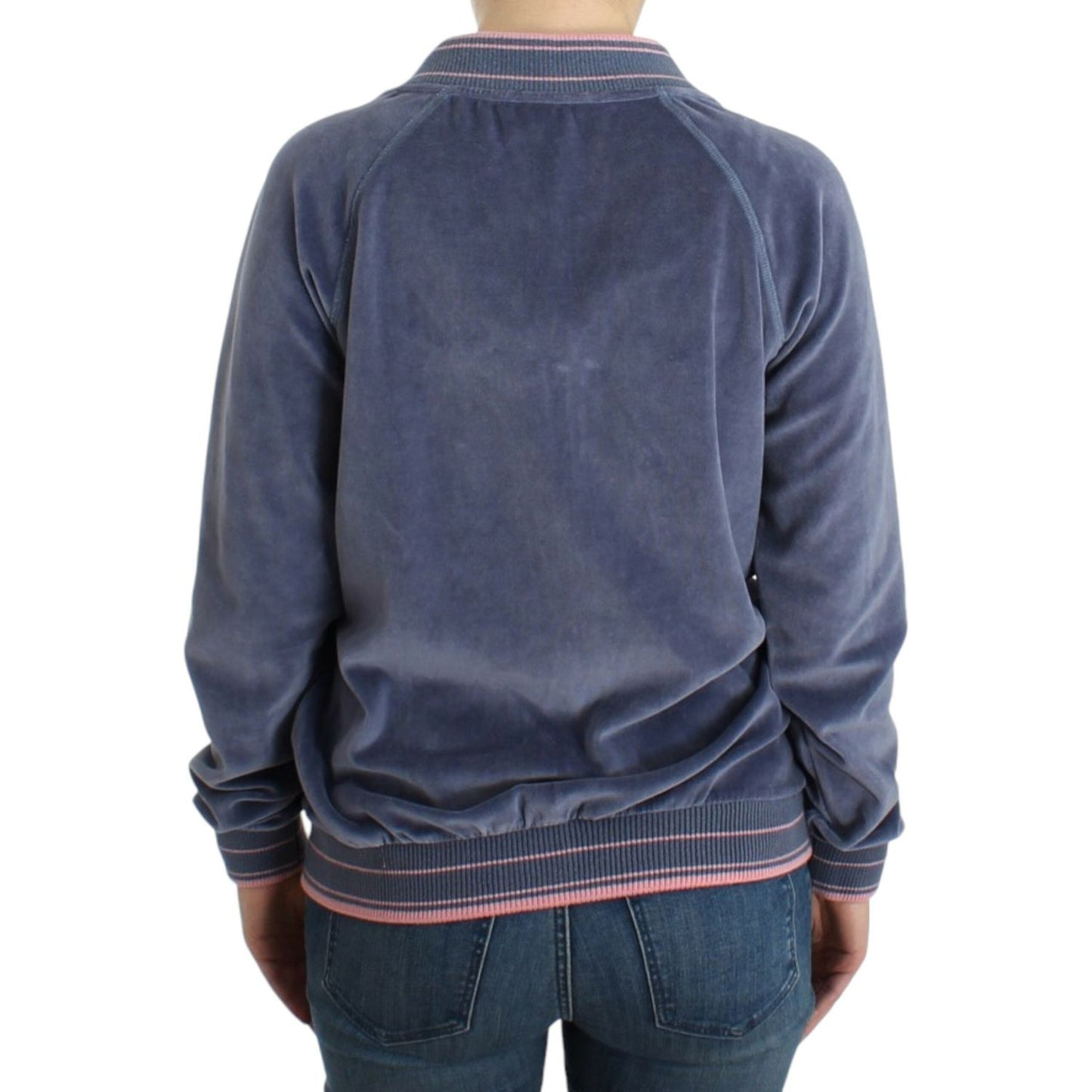 Cavalli Blue velvet zipup sweater