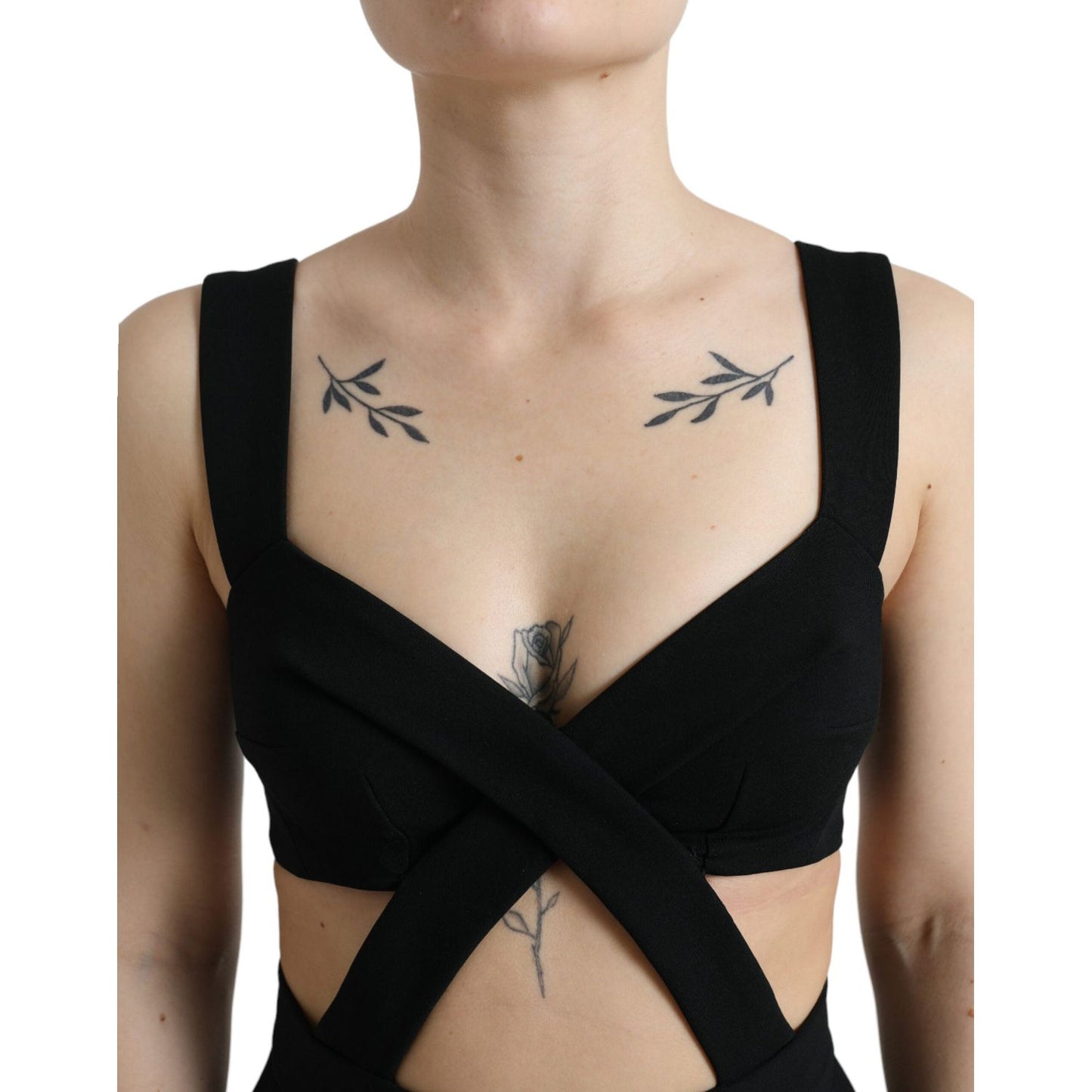 Dolce & Gabbana Black Cut Out Sleeveless Bodycon Midi Dress