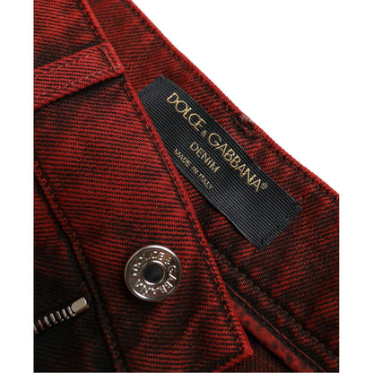 Dolce & Gabbana Red Stretch High Waist Denim Hot Pants Shorts