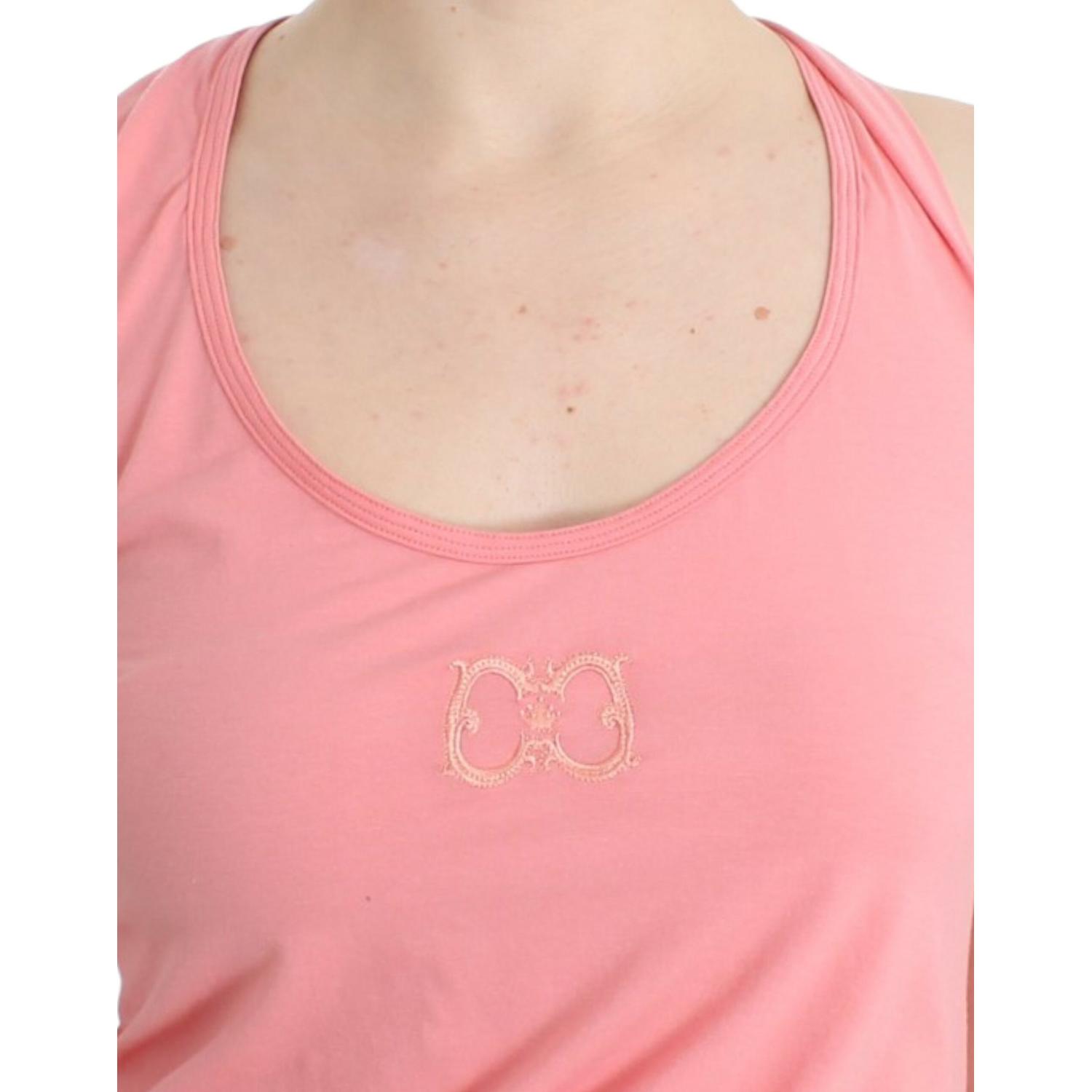 Cavalli Pink cotton tank top