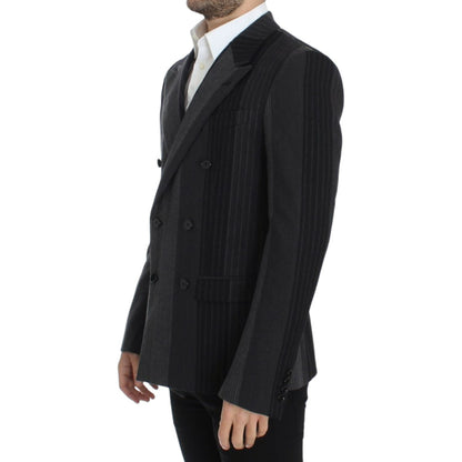 Dolce & Gabbana Gray striped wool stretch blazer