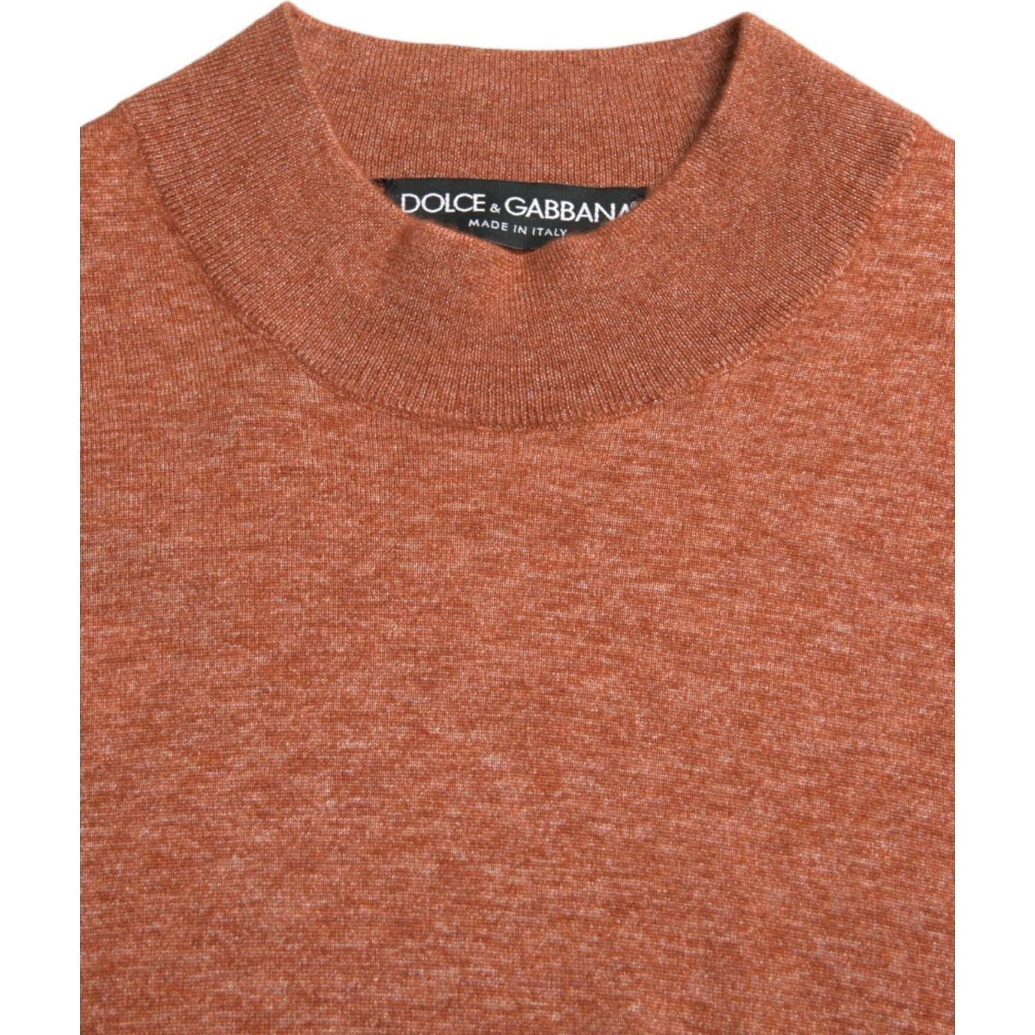 Dolce & Gabbana Orange Cashmere Crew Neck Pullover Sweater