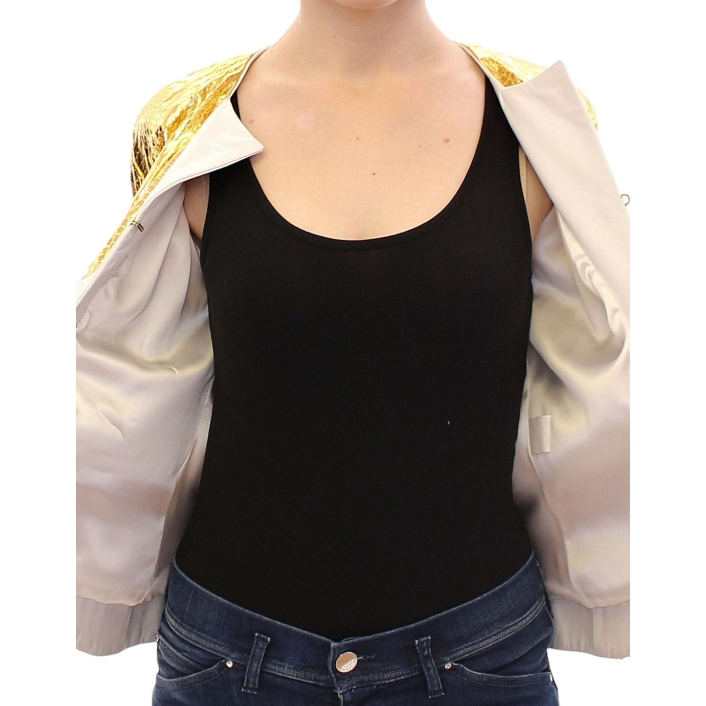 Vladimiro Gioia White Gold Purple Leather Jacket Coats & Jackets