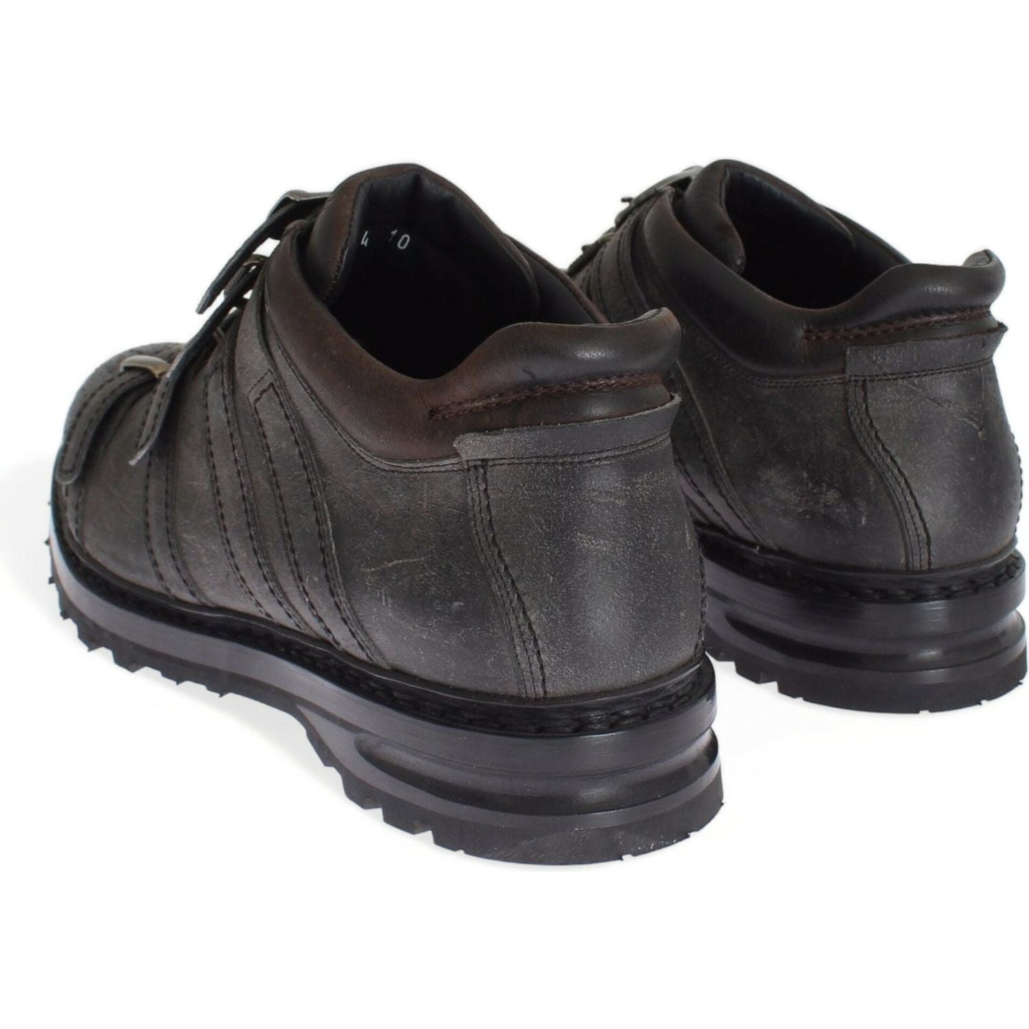 Dolce & Gabbana Gray Leather Ankle Strap Shoes Boots