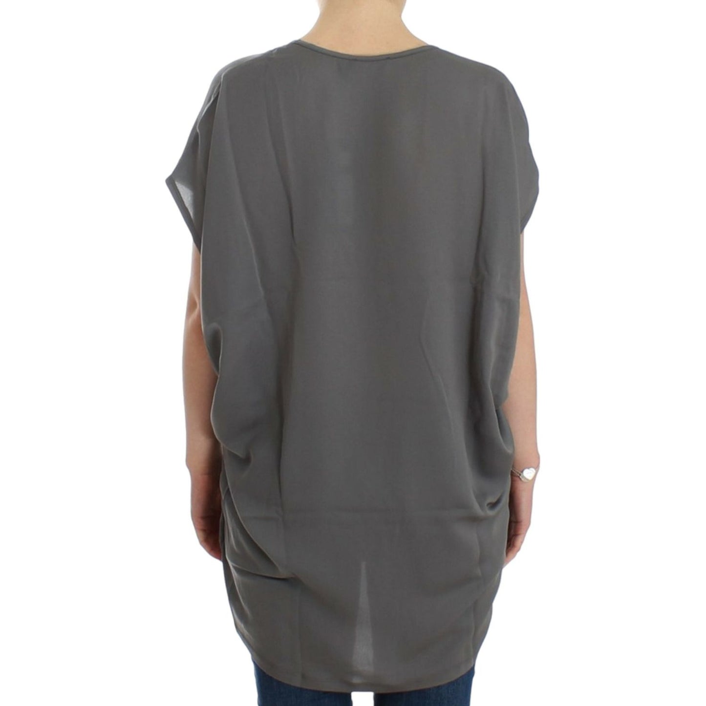 Costume National Gray V-neck long t-shirt