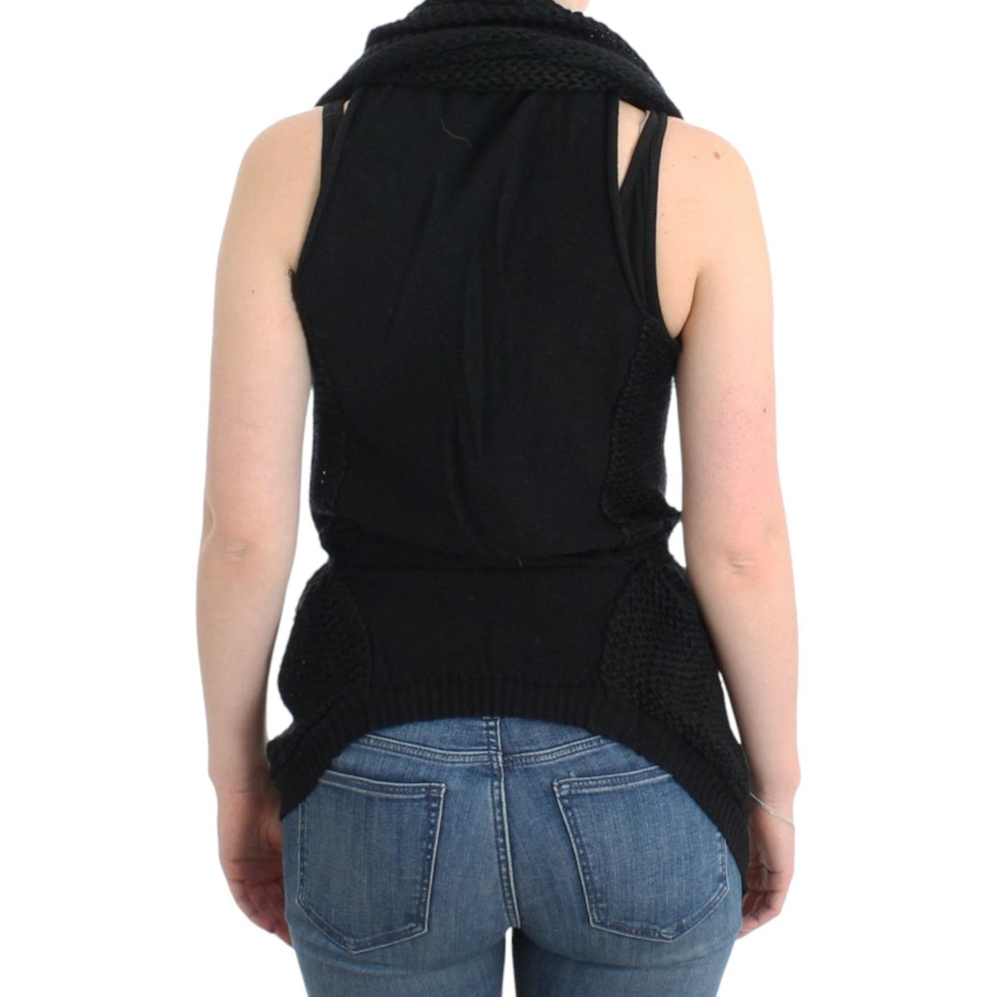 Costume National Black sleeveless knitted cardigan
