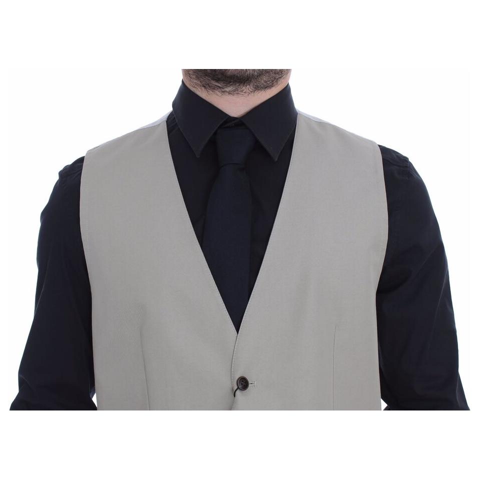 Dolce & Gabbana Beige Cotton Silk Blend Dress Vest Blazer