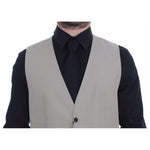 Dolce & Gabbana Beige Cotton Silk Blend Dress Vest Blazer
