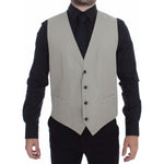 Dolce & Gabbana Beige Cotton Silk Blend Dress Vest Blazer