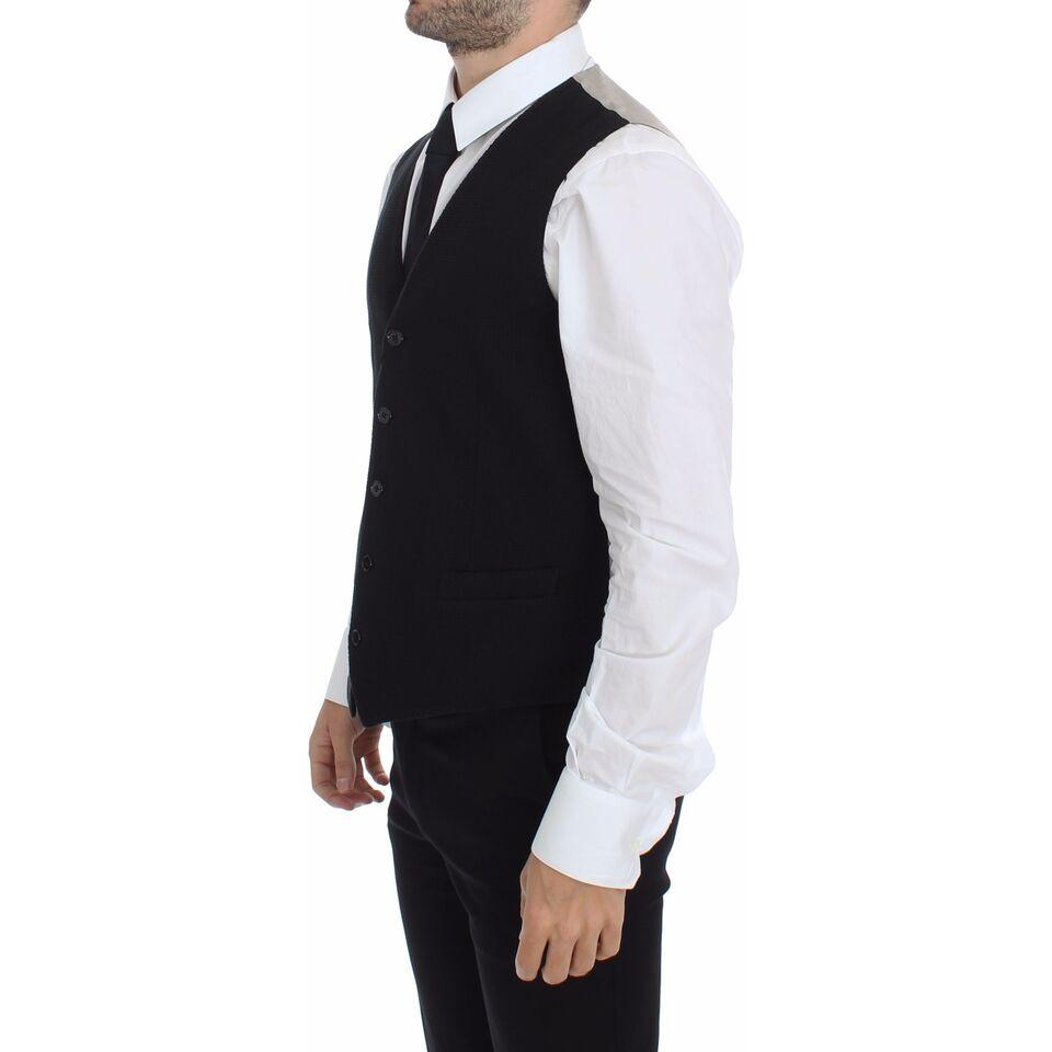 Dolce & Gabbana Black Cotton Dress Vest Blazer Jacket