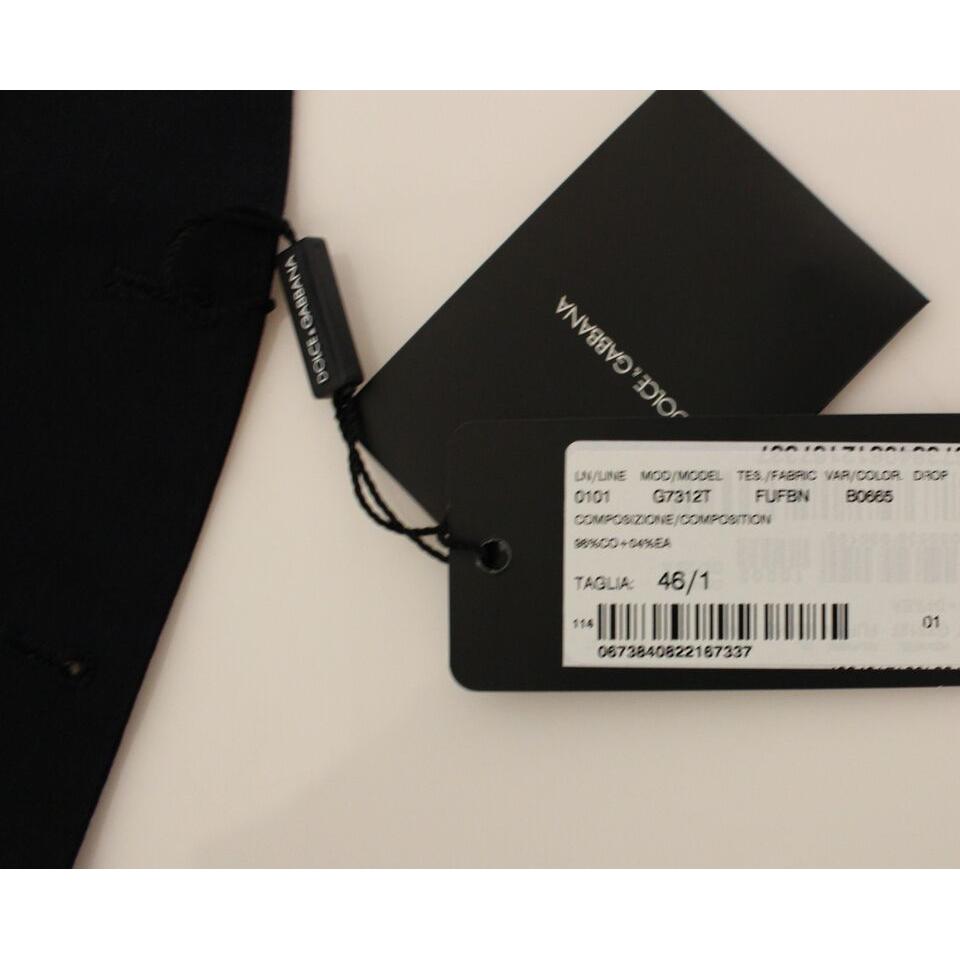 Dolce & Gabbana Blue Cotton Stretch Dress Vest Blazer