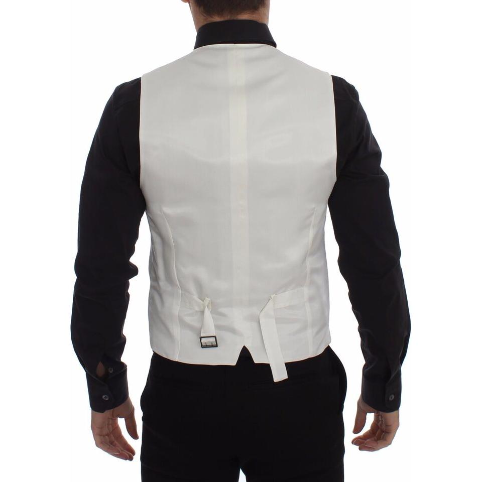 Dolce & Gabbana White Cotton Silk Blend Dress Vest Blazer
