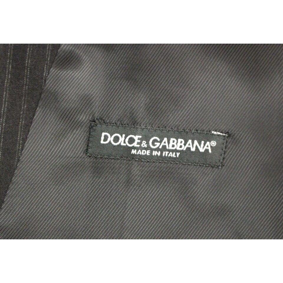 Dolce & Gabbana Black Striped Wool Single Breasted Vest