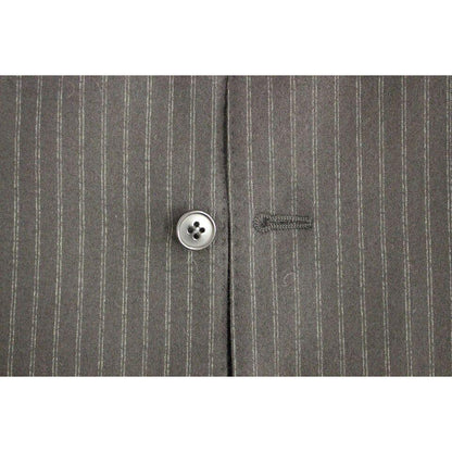 Dolce & Gabbana Black Striped Wool Single Breasted Vest