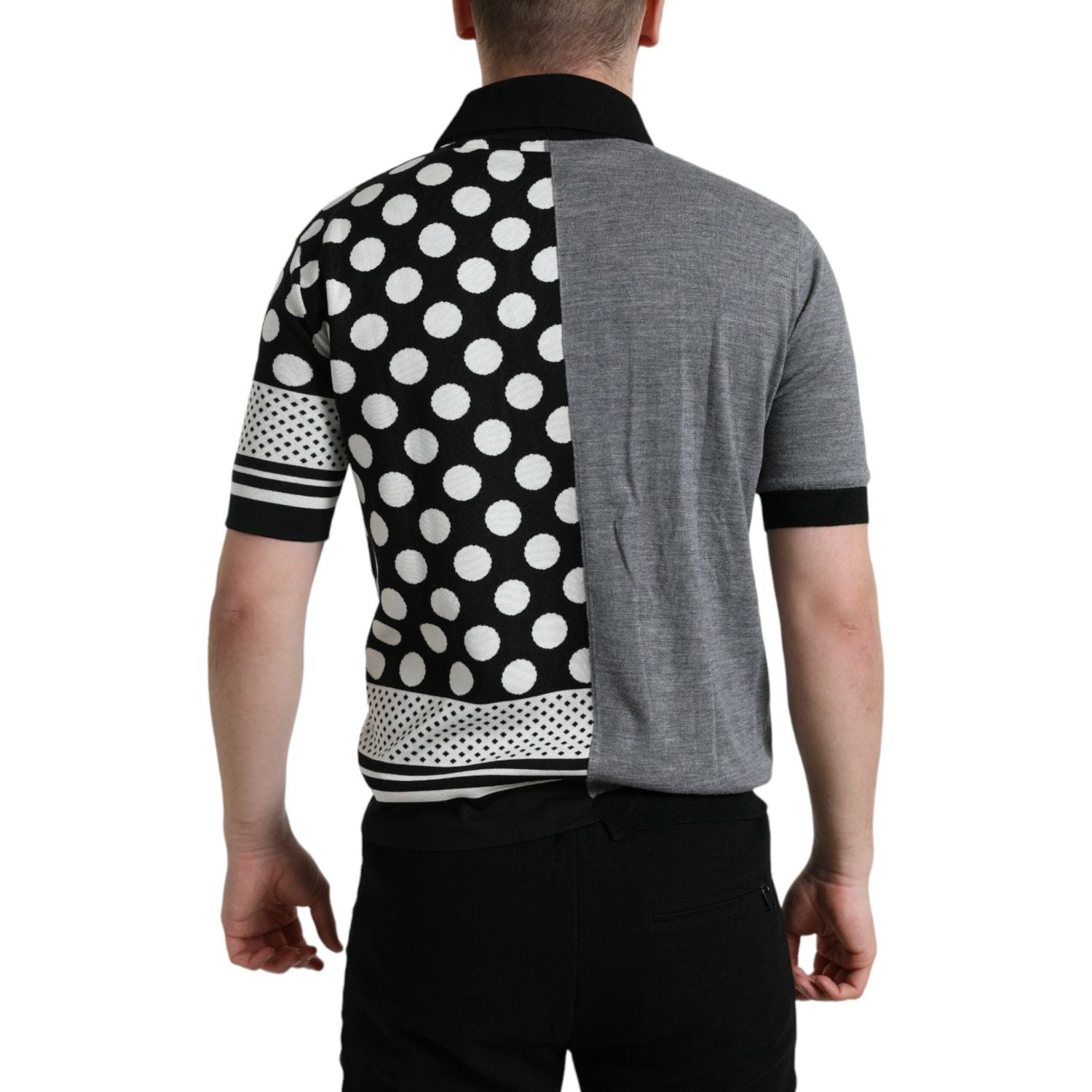 Dolce & Gabbana Black White Jumper Cardigan Polo Sweater