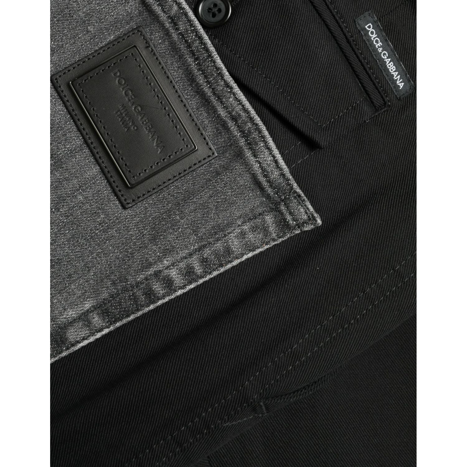 Dolce & Gabbana Black Gray slim Cotton Denim Jeans