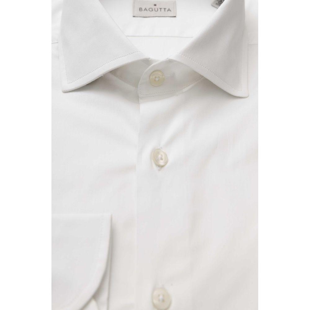 Bagutta White Cotton Men's Shirt Slim Fit With French Collar