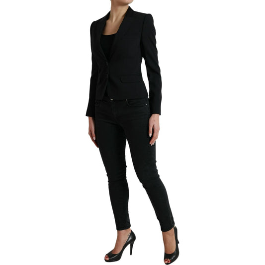Dolce & Gabbana Black Wool Single Breasted Blazer Coat Jacket