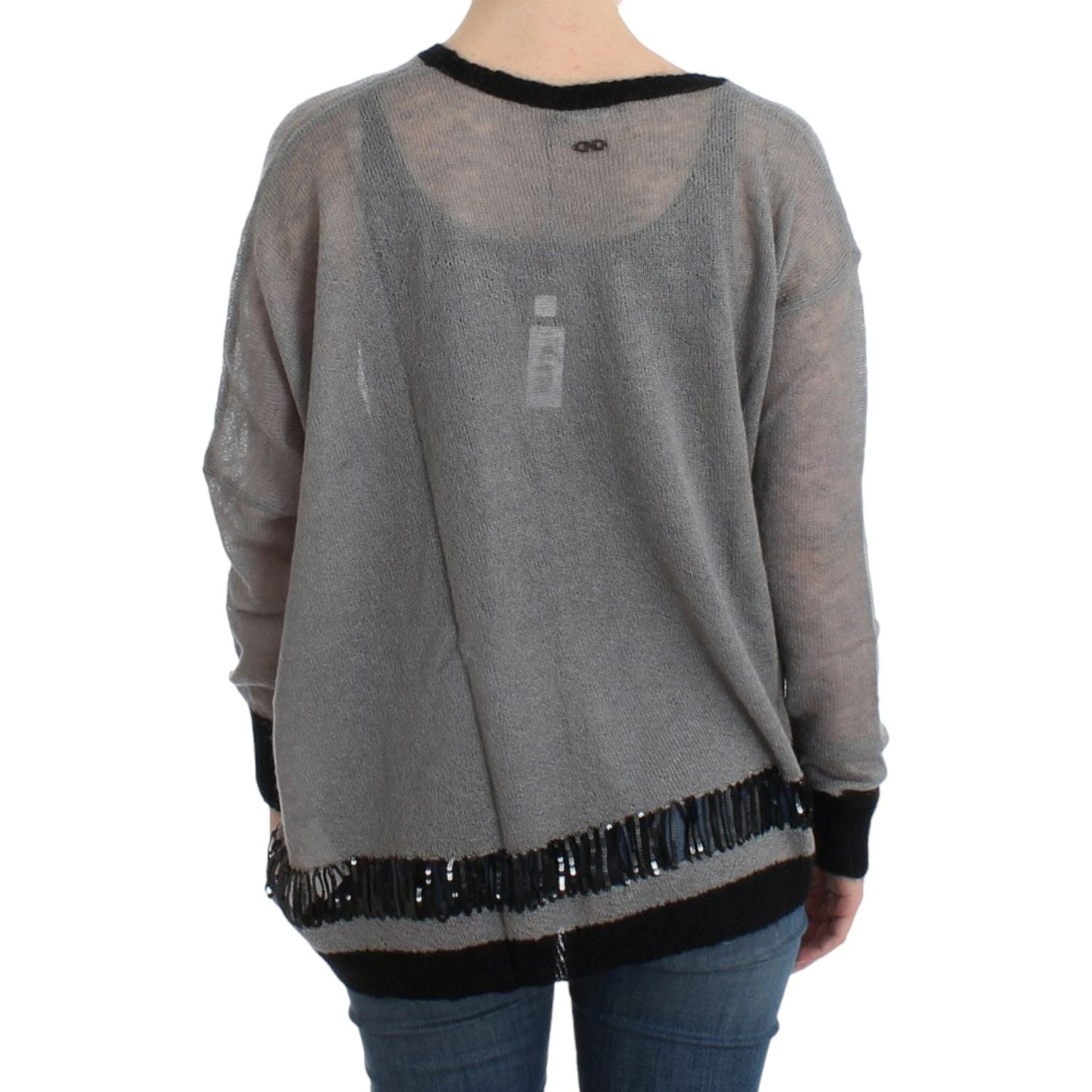 Costume National Gray embellished asymmetric sweater