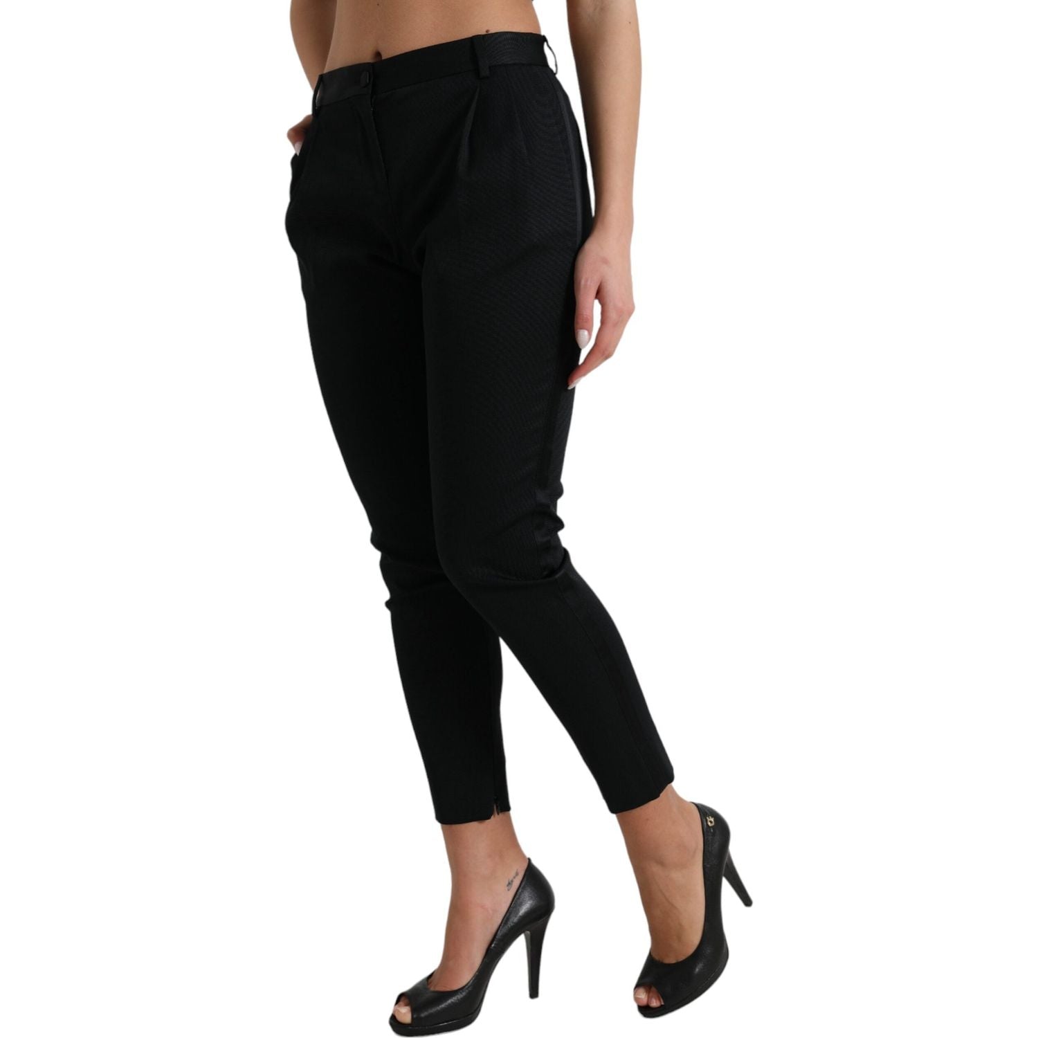Dolce & Gabbana Black Mid Waist Skinny Cropped Pants
