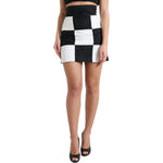 Dolce & Gabbana Black White Floral Brocade High Waist Skirt