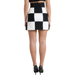 Dolce & Gabbana Black White Floral Brocade High Waist Skirt