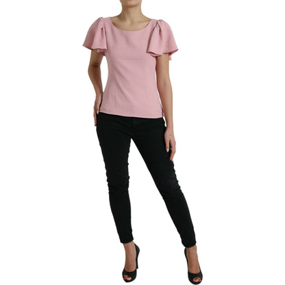 Dolce & Gabbana Pink Short Sleeves Round Neck Blouse Top