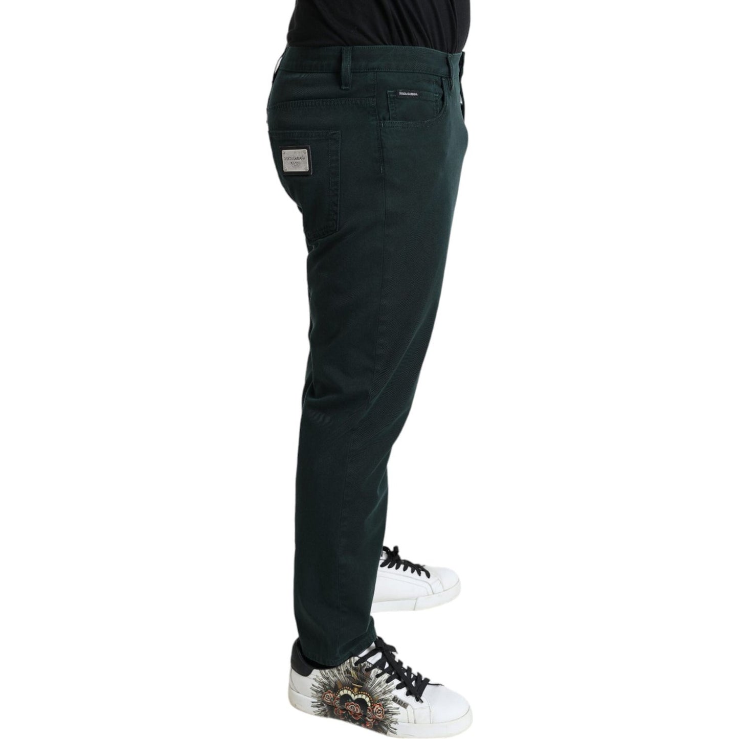 Dolce & Gabbana Green Cotton Stretch Skinny Men Denim Jeans