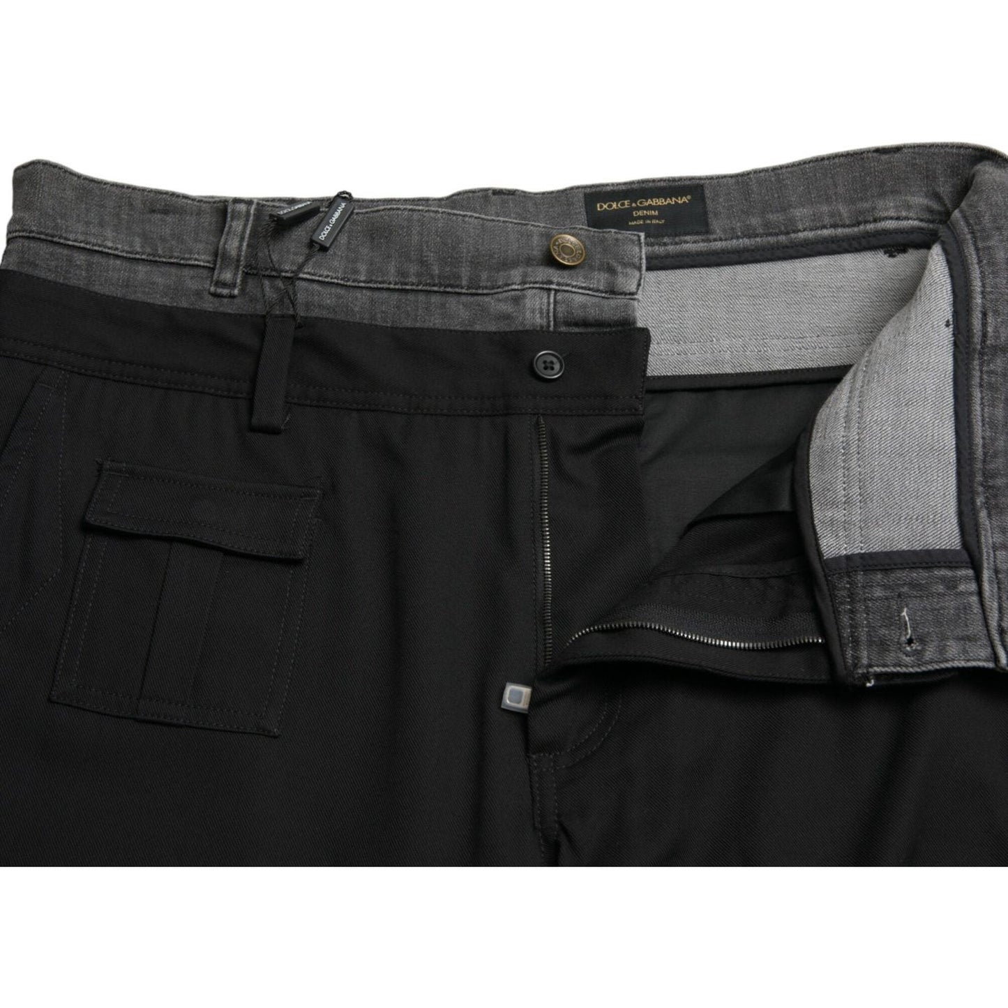 Dolce & Gabbana Black Gray Slim Cotton Denim Jeans Pants