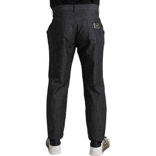 Dolce & Gabbana Multicolor Tiger Cotton Loose Denim Jeans
