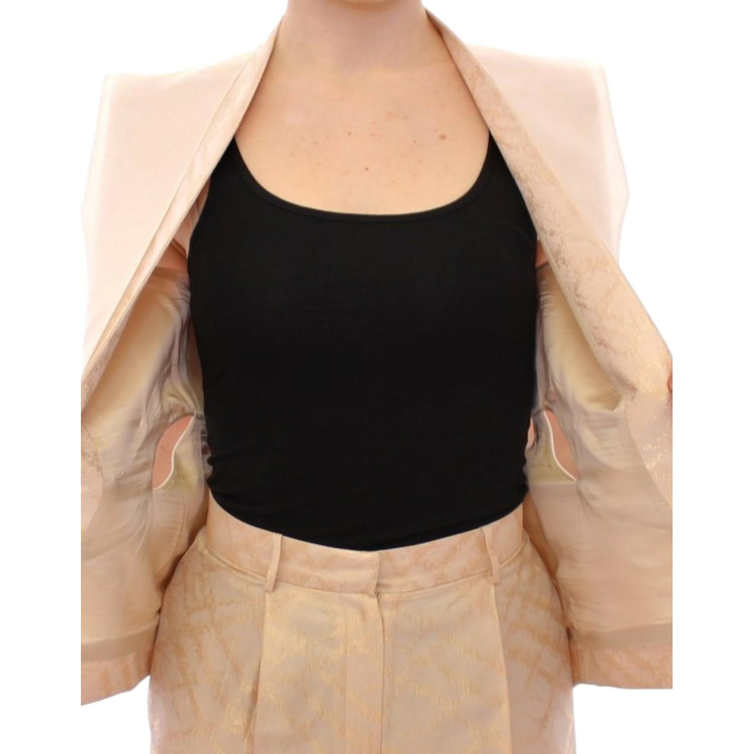Zeyneptosun Beige brocade sleeveless jacket vest