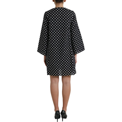 Dolce & Gabbana Black White Polka Dot Nylon Shift Mini Dress