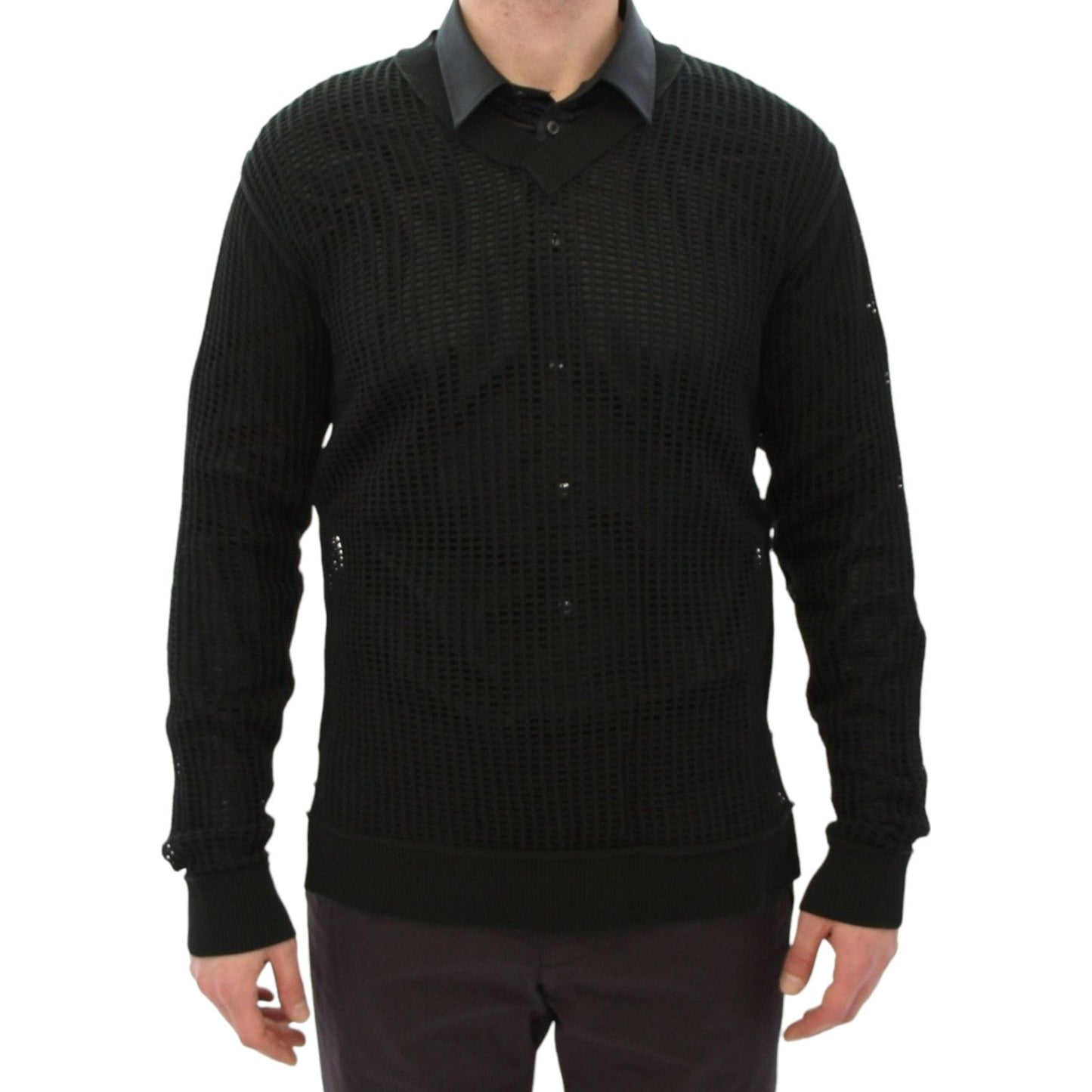 Dolce & Gabbana Dark Green Runway Netz Pullover Netted Sweater