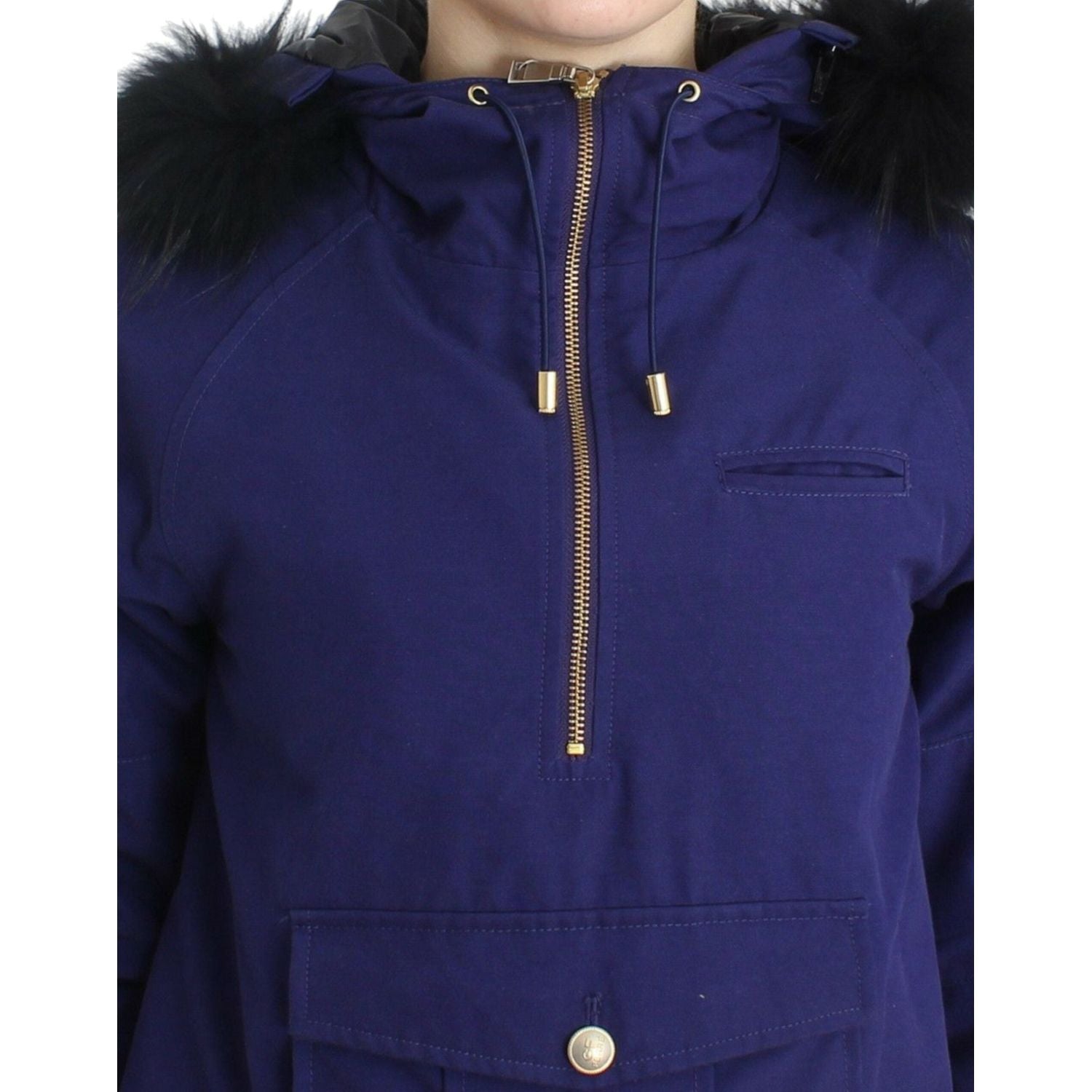 GF Ferre Blue Padded Jacket Hooded Short K-Way