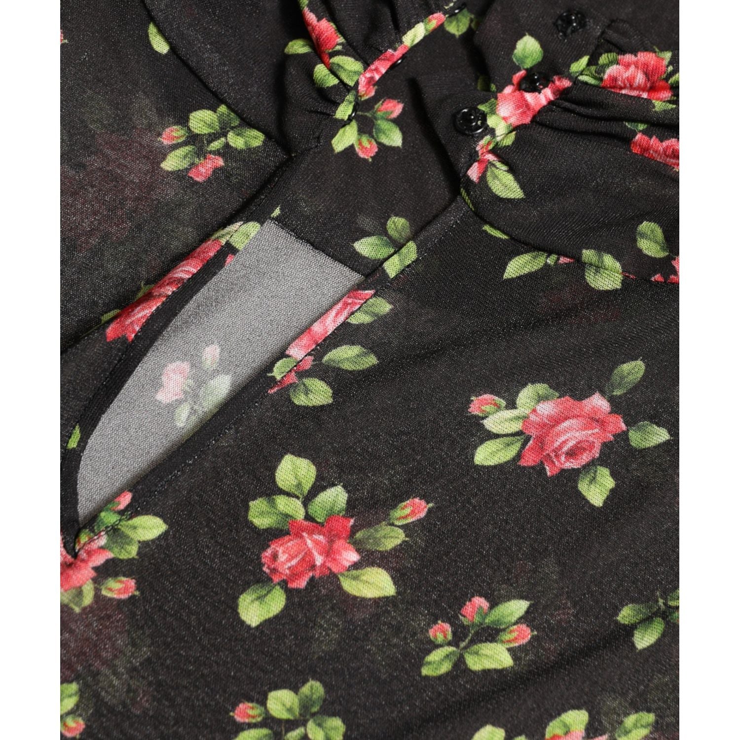 Dolce & Gabbana Black Floral Cut Out Sheath Long Maxi Dress