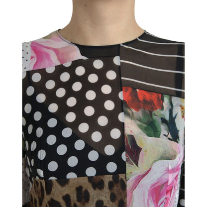Dolce & Gabbana Multicolor Patchwork Floral Leopard Dress