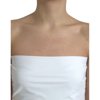 Dolce & Gabbana White Nylon Strapless Bodycon Jumpsuit Dress