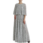 Dolce & Gabbana White Polka Dot A-line Pleated Maxi Dress DR281095-40