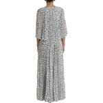 Dolce & Gabbana White Polka Dot A-line Pleated Maxi Dress DR281095-40