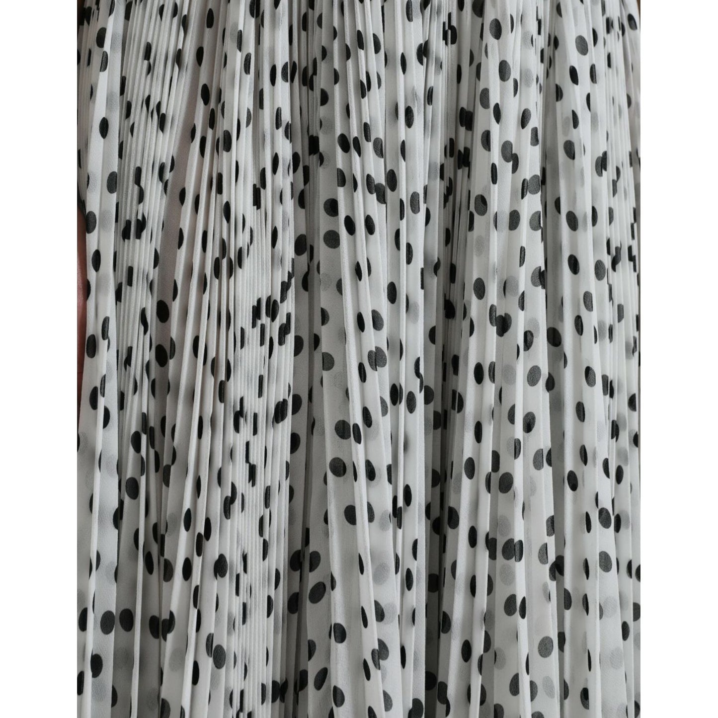 Dolce & Gabbana White Polka Dot A-line Pleated Maxi Dress DR281095-40