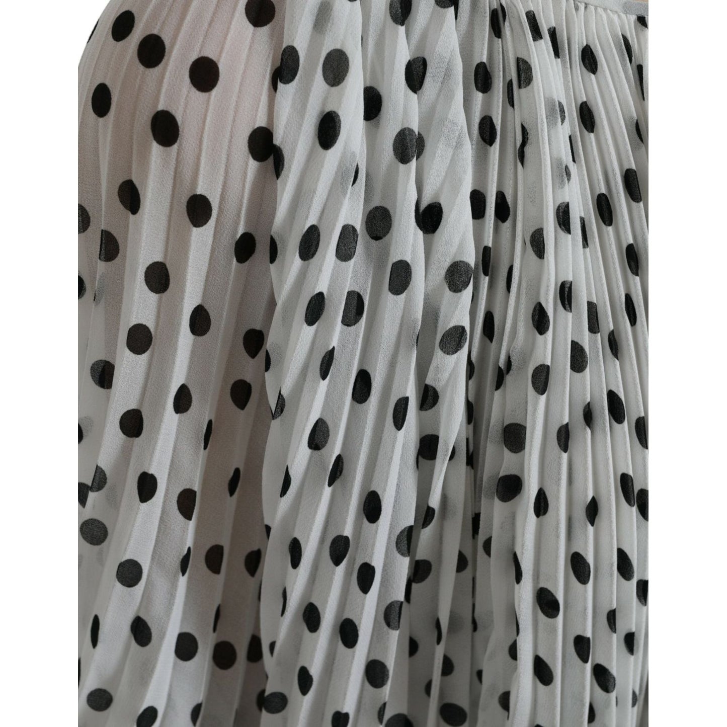 Dolce & Gabbana White Polka Dot A-line Pleated Maxi Dress DR281095-40