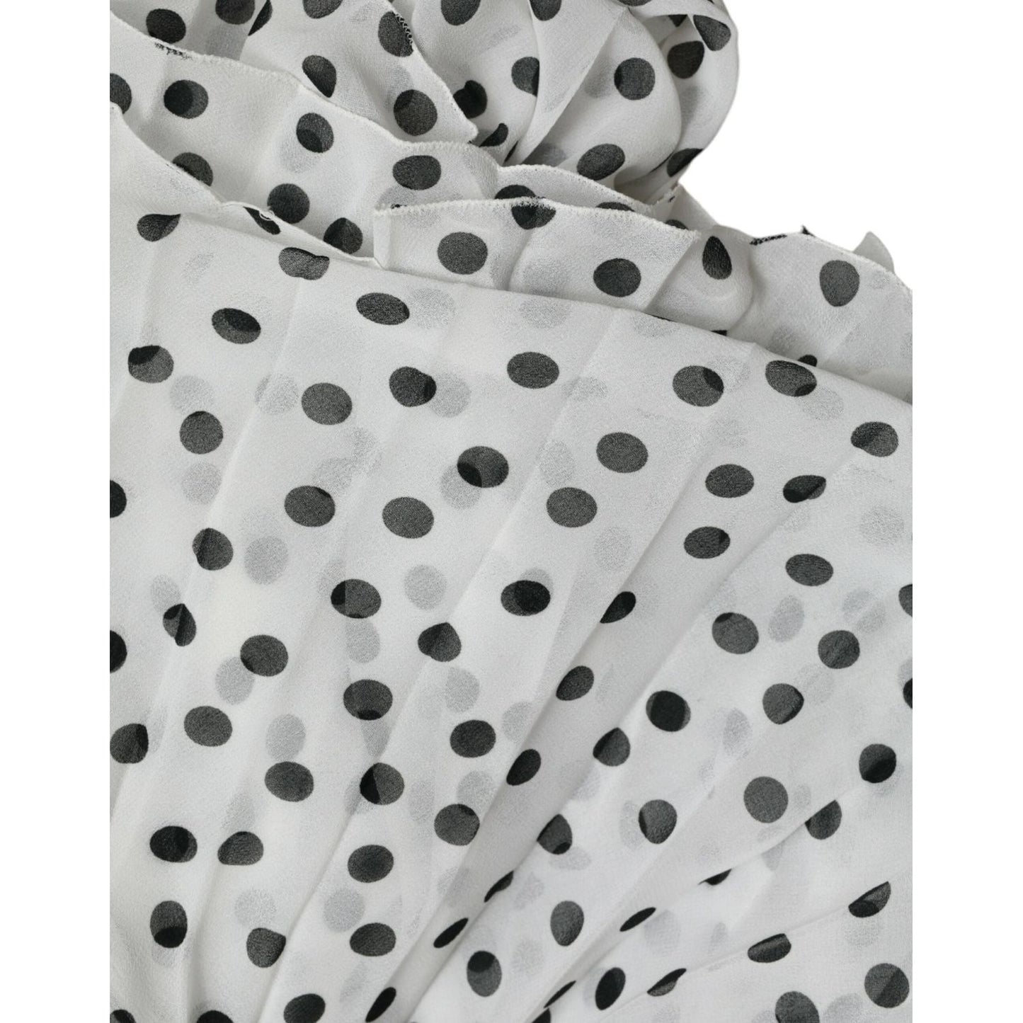 Dolce & Gabbana White Polka Dot A-line Pleated Maxi Dress DR281095-40